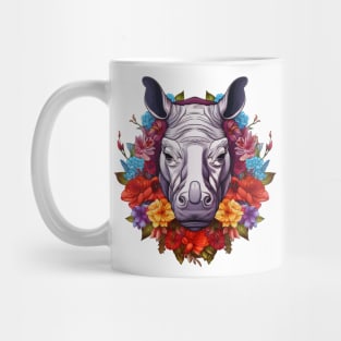 Honorable Javan Rhino and Floral Aesthetic Mug